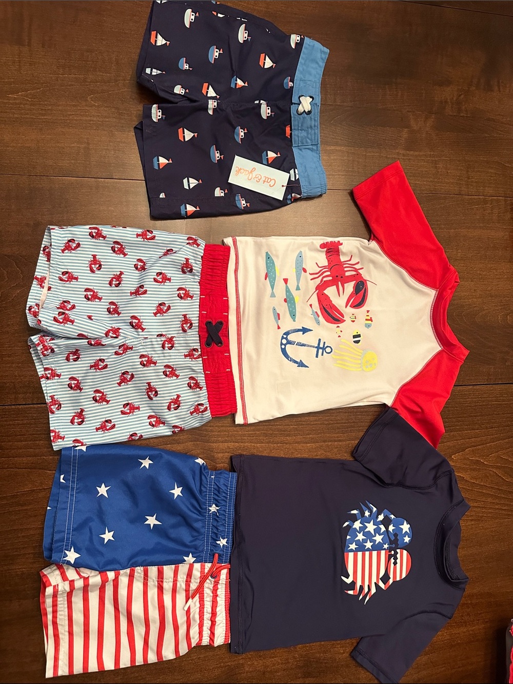 Cat & Jack Toddler Nautical/Red, White & Blue Swim Set